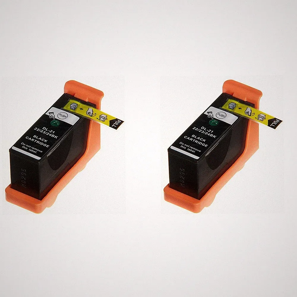 2PK Series 21 22 23 24 Black Ink Cartridges for Dell V313w V715w Printer