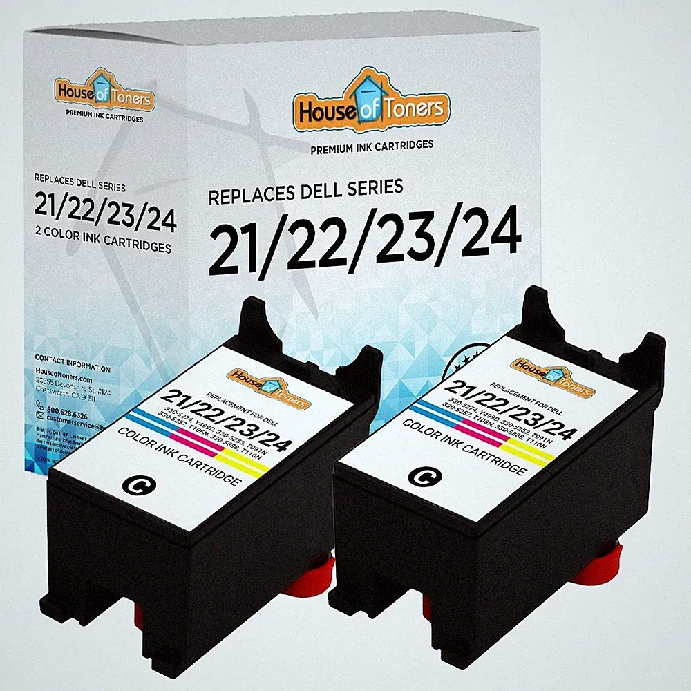 2PK Series 21 22 23 24 Color Ink Cartridges for Dell V313 V515w Printer