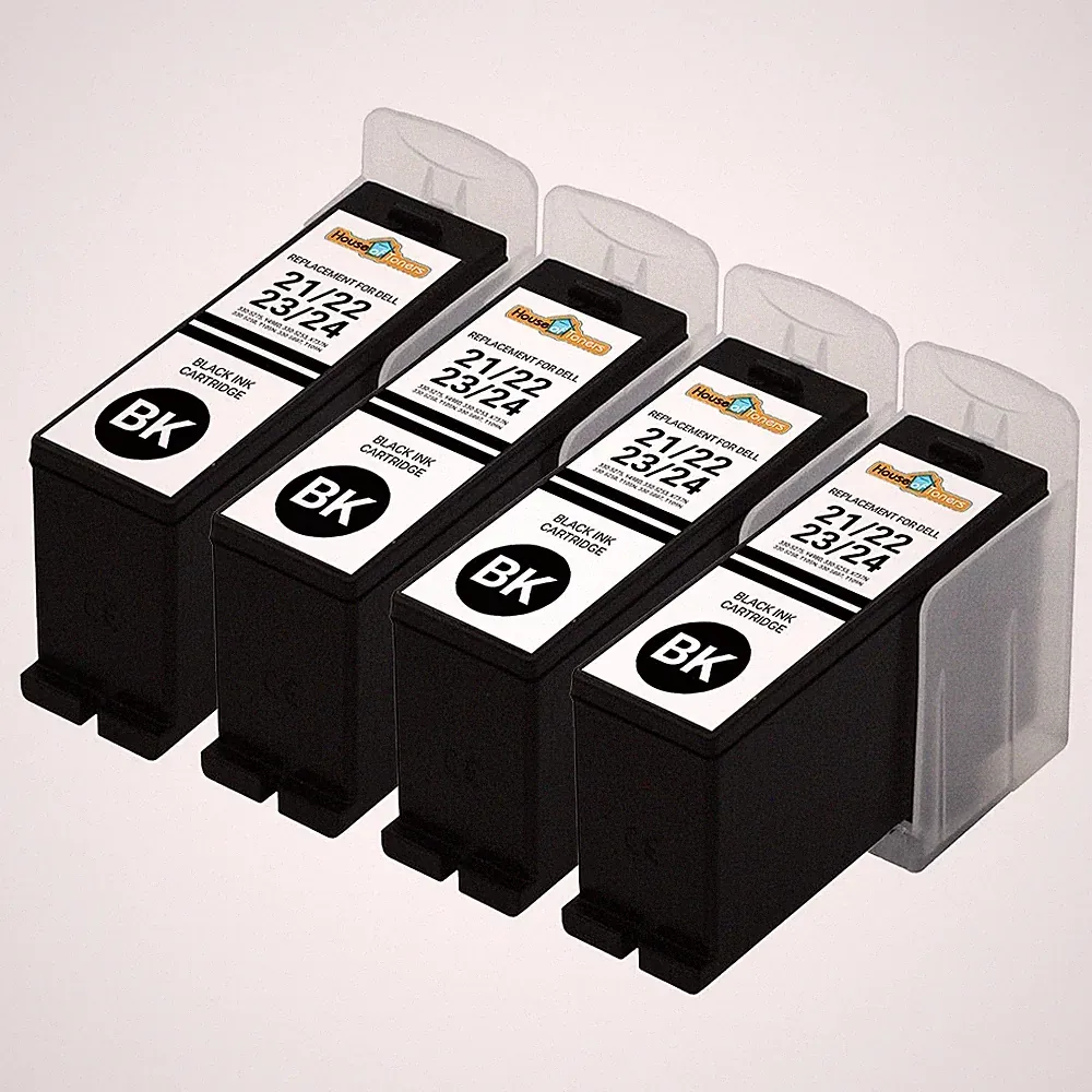 4PK Series 21 22 23 24 Black Ink Cartridges for Dell V313w V715w Printer
