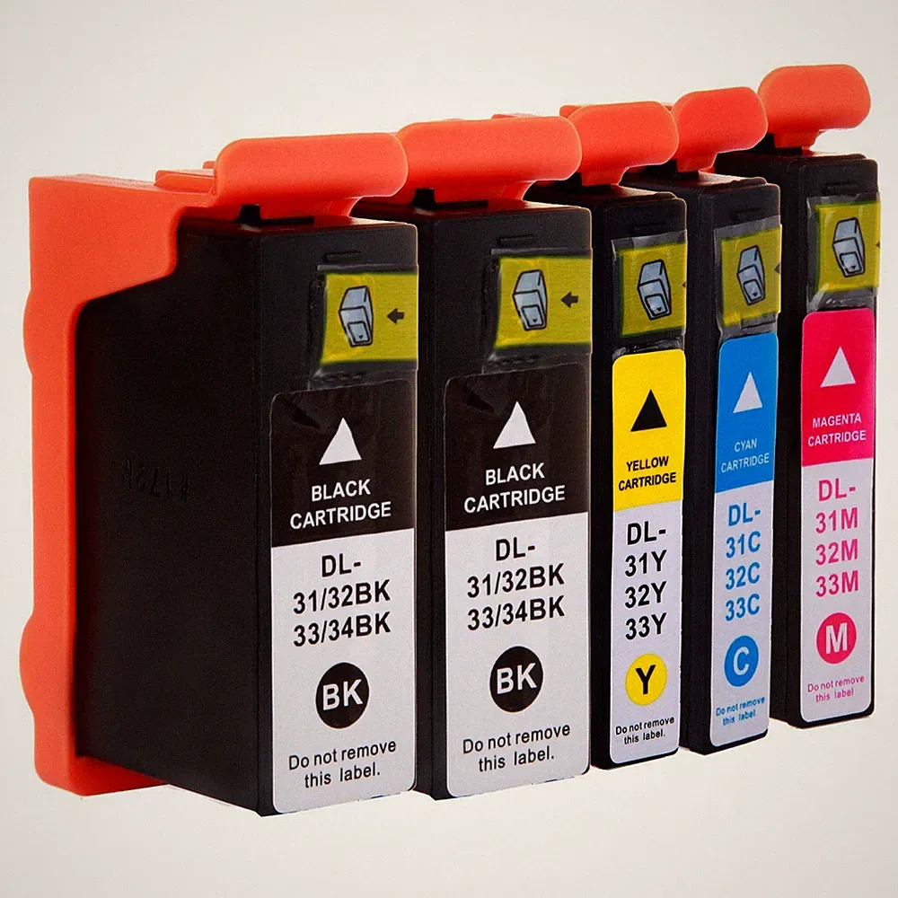 5-Pk/Pack Serie 31 32 33 34 High Yield Ink Cartridges For Dell V525w V725w