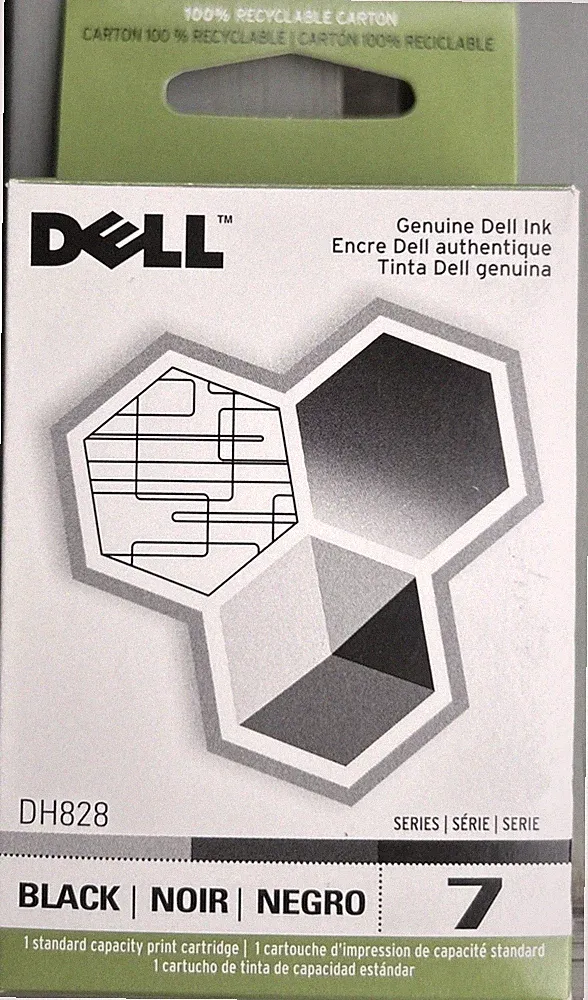 Dell DH828 7 Black Genuine Ink Cartridge For Printers 966 968 968W New in Box