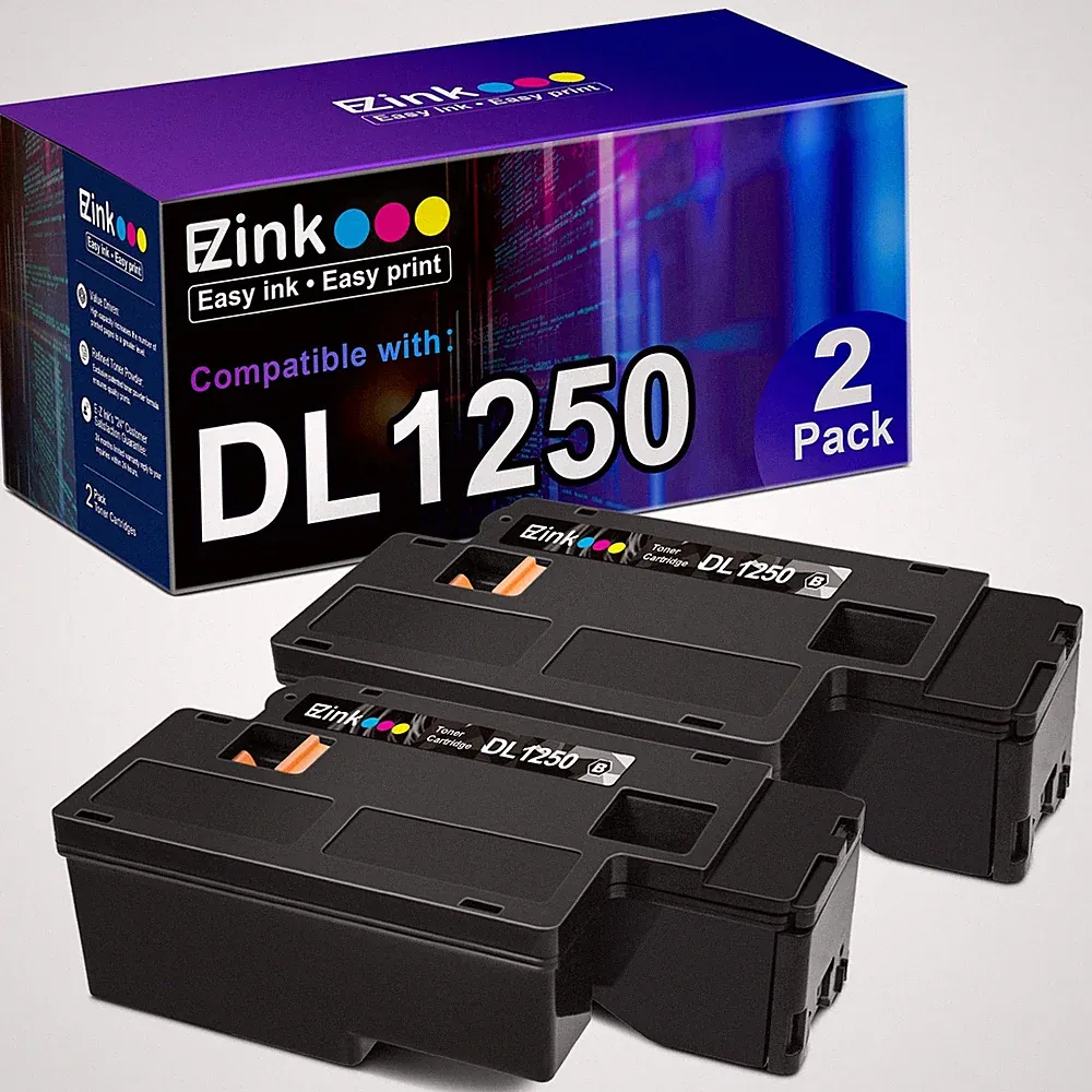E Z Ink Replacement Black Toner Cartridges For Dell 1250 Printer 2 Pack