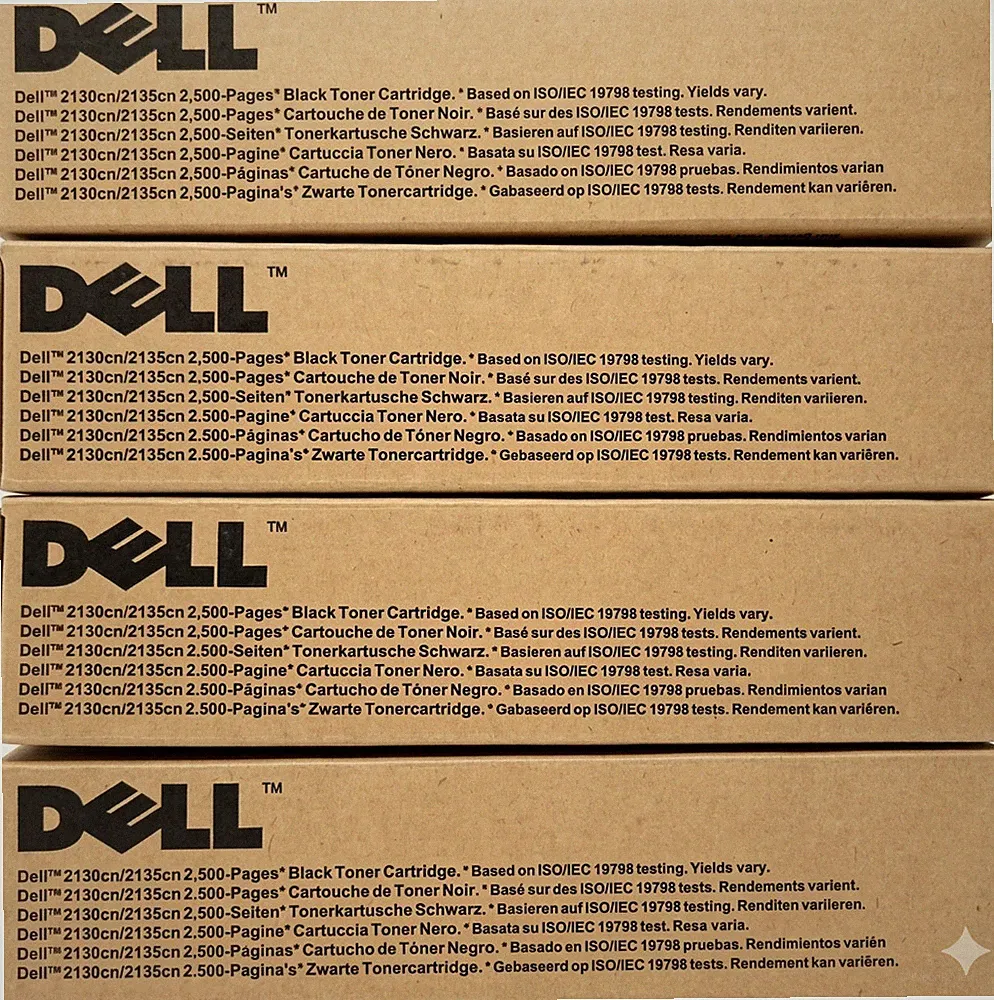GENUINE DELL OEM 4‑PK, High‑Yield Black Toner 2130cn/2135cn FM064/P237C/330‑1389