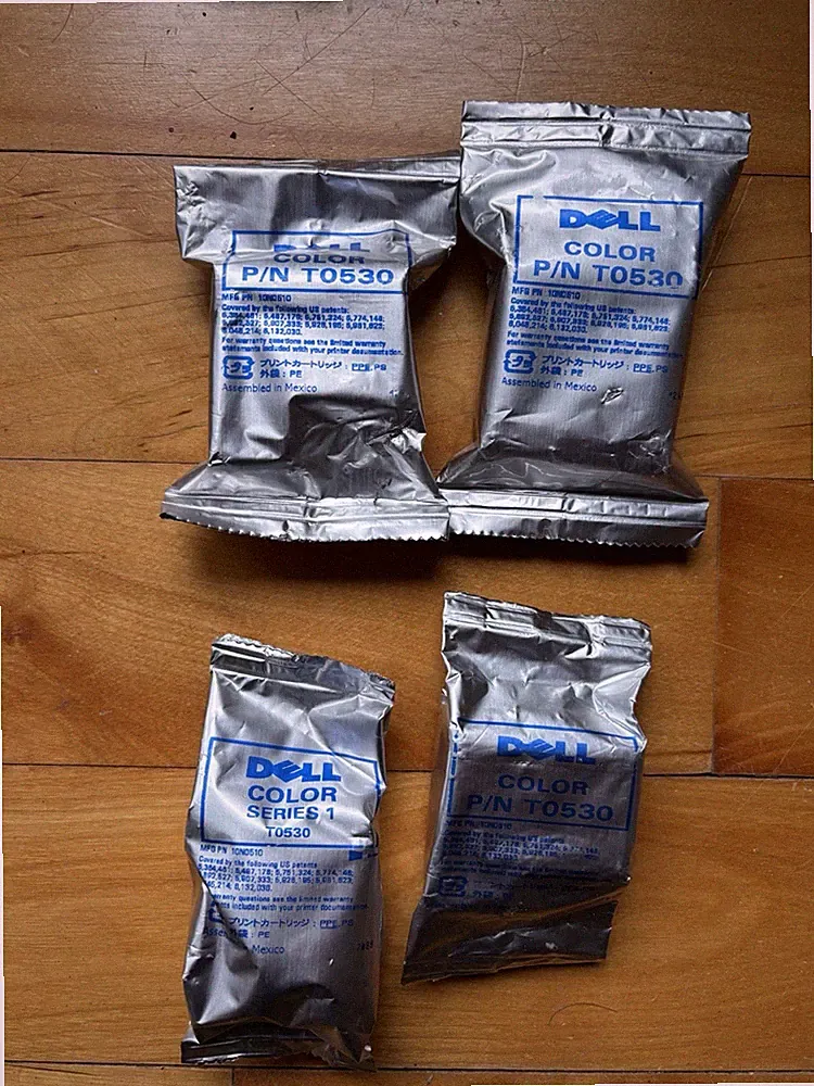 Genuine Original OEM Dell P/N T0530 Color Printer Ink Cartridge x4 NEW