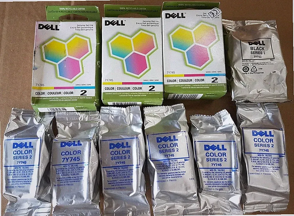 Lot of 10 GENUINE DELL SERIES 2 7Y743 7Y745 Ink Cartridges Brand New