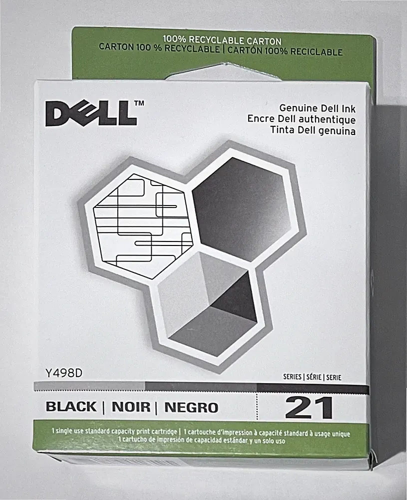 New Genuine Dell Printer Ink Cartridge. Black 21 series. Y498D. NIB Sealed